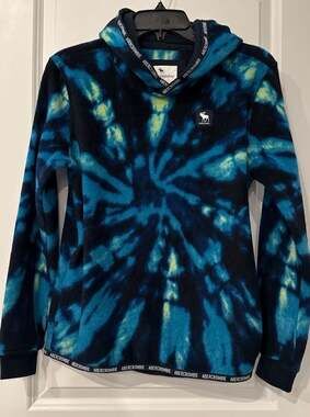 Abercrombie Kids Blue Galaxy Tie-Dye Fleece Pullover Hoodie